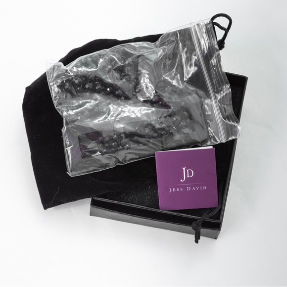 Calcite & Onyx square faceted black onyx beaded necklace with pendant Jess David - Picture 15 of 16